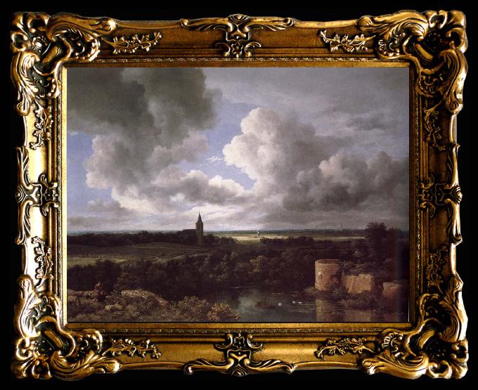 framed  Jacob van Ruisdael Extensive Landscape with a Ruined, Ta017